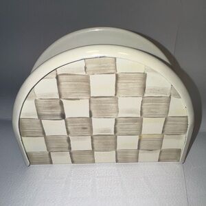 MacKenzie-Childs Cream and Taupe Check Napkin Holder